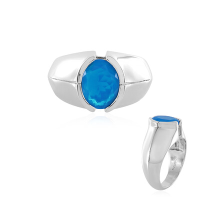 Anello in argento con Opale Blu dell'Etiopia
