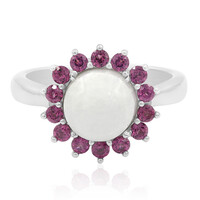 Anello in argento con Giadeite Bianca