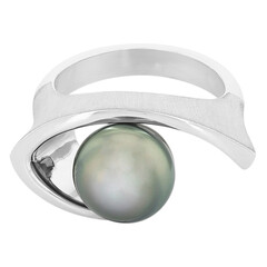 Anello in argento con Perla Tahitiana