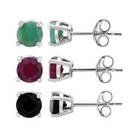Orecchini in argento con Zaffiro Nero