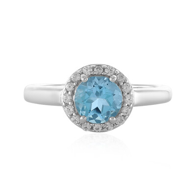 Anello in argento con Topazio Blu Svizzero