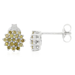 Orecchini placcati in platino con Diamante Fancy