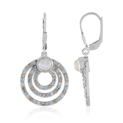 Orecchini in argento con Pietra di Luna Arcobaleno (KM by Juwelo)