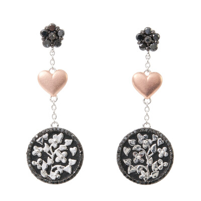 Orecchini in argento con Diamante Nero