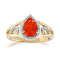 Anello in oro con Opale di Fuoco Messicano AAA