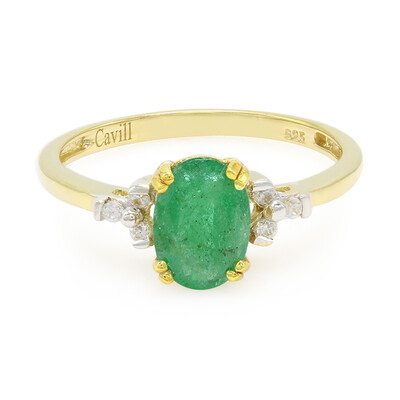Anello placcato in oro con Smeraldo Bahia