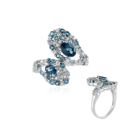 Anello in argento con Topazio Blu Londra