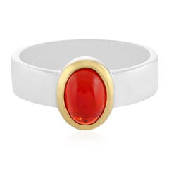 Anello in argento con Opale Rosso dell'Etiopia