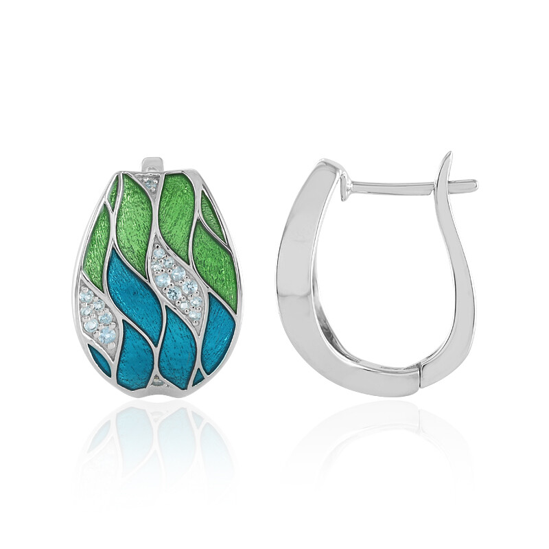 Orecchini A Foglia In Argento Sterling 925 - Piccoli E Delicati, Con 13 Zirconi, Chiusura A Farfalla