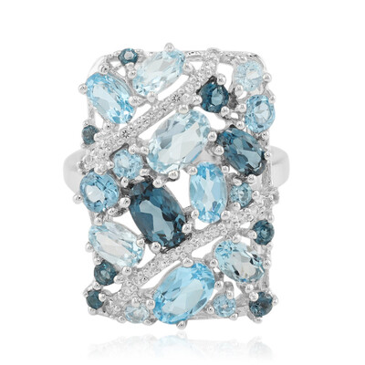 Anello in argento con Topazio Blu Svizzero