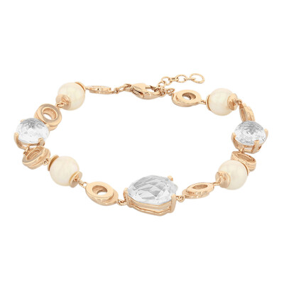 Bracciale placcato in oro con Quarzo Bianco (M de Luca)