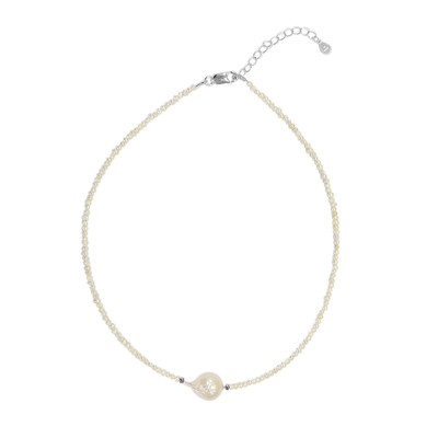 Collana in argento con Perla d'Acqua Dolce Bianca (TPC)