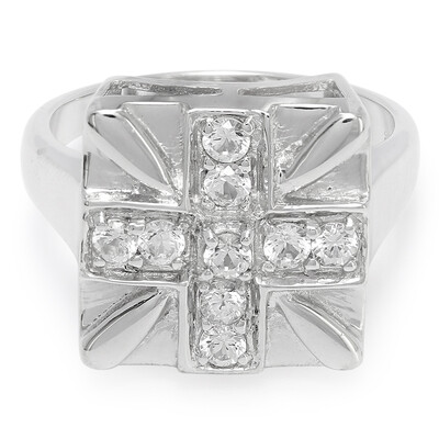 Anello da uomo in argento con Zaffiro Bianco