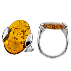 Anello in argento con Ambra Baltica