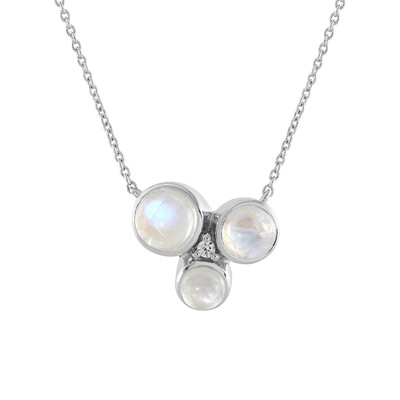 Collana in argento con Pietra di Luna Arcobaleno (KM by Juwelo)