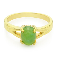 Anello placcato in oro con Crisoprasio Imperiale