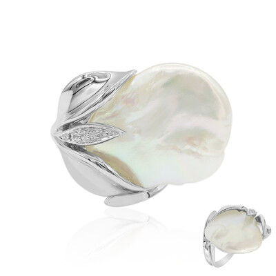Anello in argento con Perla di Acqua Dolce (TPC)