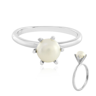Anello in argento con Perla d'Acqua Dolce Color Crema