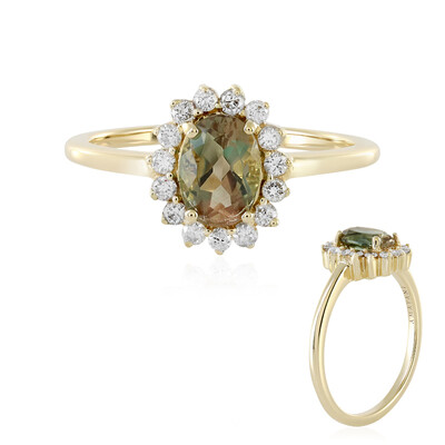 Anello in oro con Pietra del Sole dell'Oregon (AMAYANI)