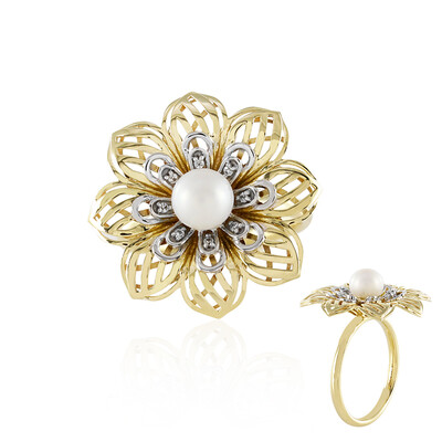 Anello in oro con Perla d'Acqua Dolce Bianca (Ornaments by de Melo)