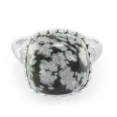 Anello in argento con Ossidiana Fiocco di Neve