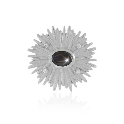 Ciondolo in argento con Zaffiro Stellato Nero (MONOSONO COLLECTION)