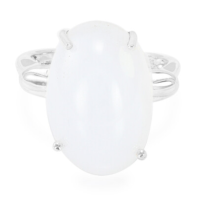 Anello placcato in platino con Calcedonio Turco