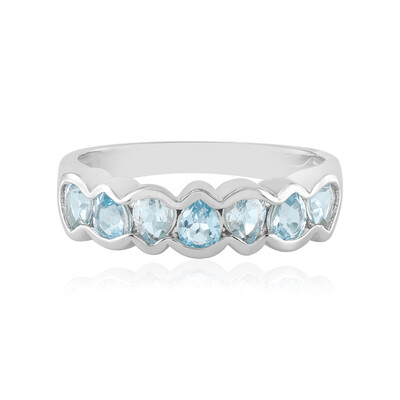 Anello in argento con Topazio Blu Svizzero