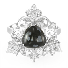 Anello in argento con Ossidiana Fiocco di Neve