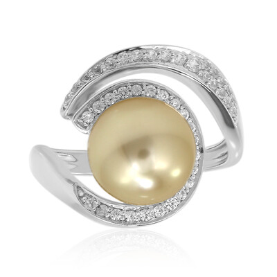 Anello in argento con Perla Dorata dei Mari del Sud Kabira (TPC)