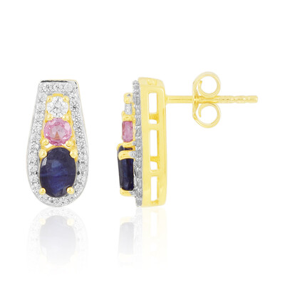Orecchini in argento con Zaffiro Blu del Madagascar