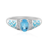 Anello in argento con Topazio Blu Svizzero