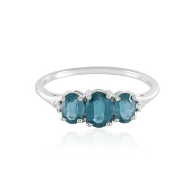 Anello in argento con Cianite Blu Foglia di Tè