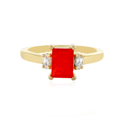 Anello in argento con Opale Rosso dell'Etiopia