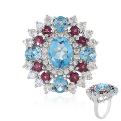 Anello in argento con Topazio Blu Svizzero