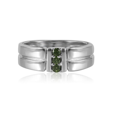 Anello in argento con Diamante Verde I1