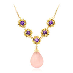 Collana in argento con Calcedonio Rosa