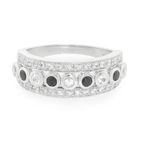 Anello in argento con Zaffiro Bianco e Spinello Nero