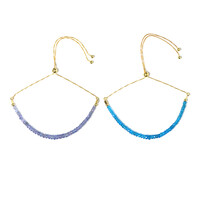 Set bracciali regolabili con cursore in argento con Apatite Blu Neon e Tanzanite