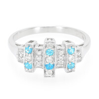Anello in argento con Apatite Blu Neon e Zaffiro Bianco