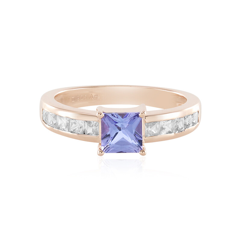 Jeulia Anello a scorrimento bicolore in argento Sterling da donna, fidanzamento, fedi nuziali con scatola portagioie per compleanno, anniversario, Natale, San Valentino (oro rosa, 10