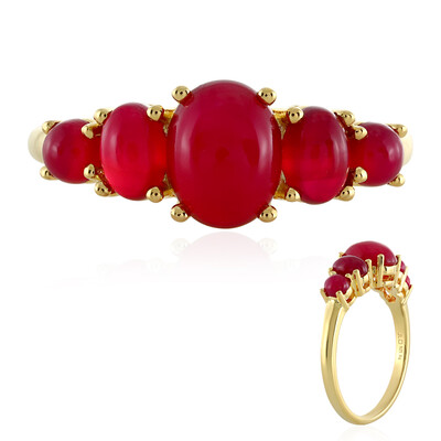 Anello in argento con Calcedonio Lampone