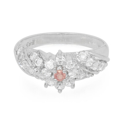 Anello placcato in platino con Zaffiro Padparadscha
