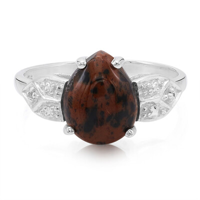 Anello in argento con Ossidiana Mogano