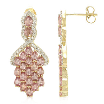 Orecchini in oro con Zaffiro Padparadscha (non riscaldato) (AMAYANI)