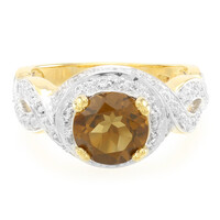 Anello placcato in oro con Quarzo Cognac