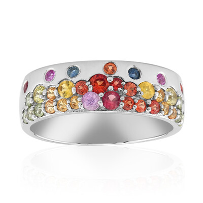 Anello in argento con Zaffiro Fancy