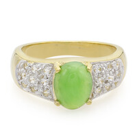Anello placcato in oro con Crisoprasio Imperiale