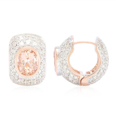 Orecchini in oro con Morganite Pesca AAA (Annette)