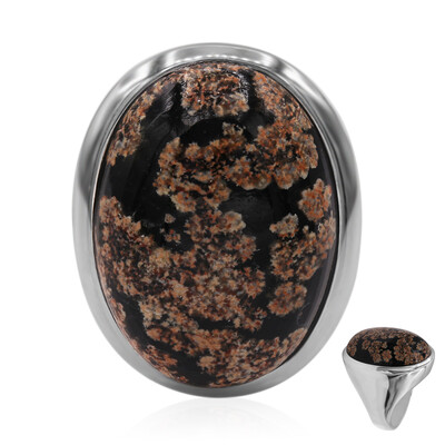 Anello in argento con Ossidiana Fuochi d'Artificio